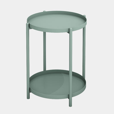 Contemporary Scandinavian Round Carbon Steel Side Table 1/2-Tier For Living Room