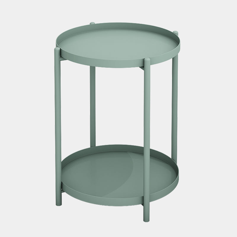 Contemporary Scandinavian Round Carbon Steel Side Table 1/2-Tier For Living Room