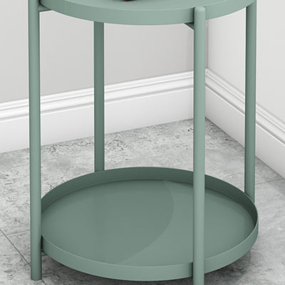 Contemporary Scandinavian Round Carbon Steel Side Table 1/2-Tier For Living Room