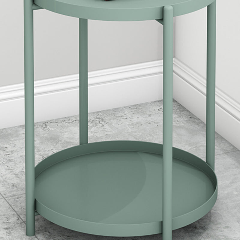 Contemporary Scandinavian Round Carbon Steel Side Table 1/2-Tier For Living Room
