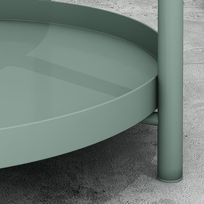Contemporary Scandinavian Round Carbon Steel Side Table 1/2-Tier For Living Room