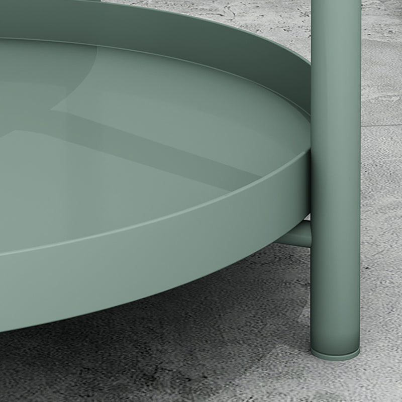 Contemporary Scandinavian Round Carbon Steel Side Table 1/2-Tier For Living Room