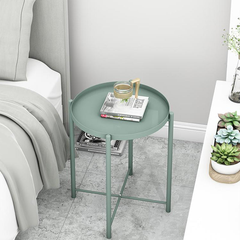 Contemporary Scandinavian Round Carbon Steel Side Table 1/2-Tier For Living Room
