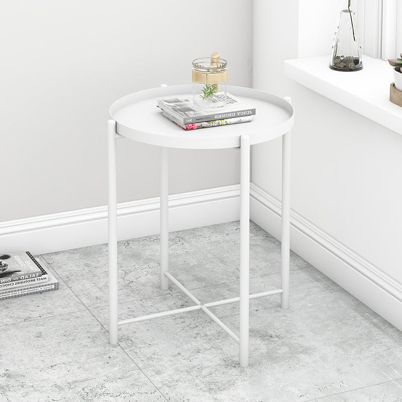 Contemporary Scandinavian Round Carbon Steel Side Table 1/2-Tier For Living Room