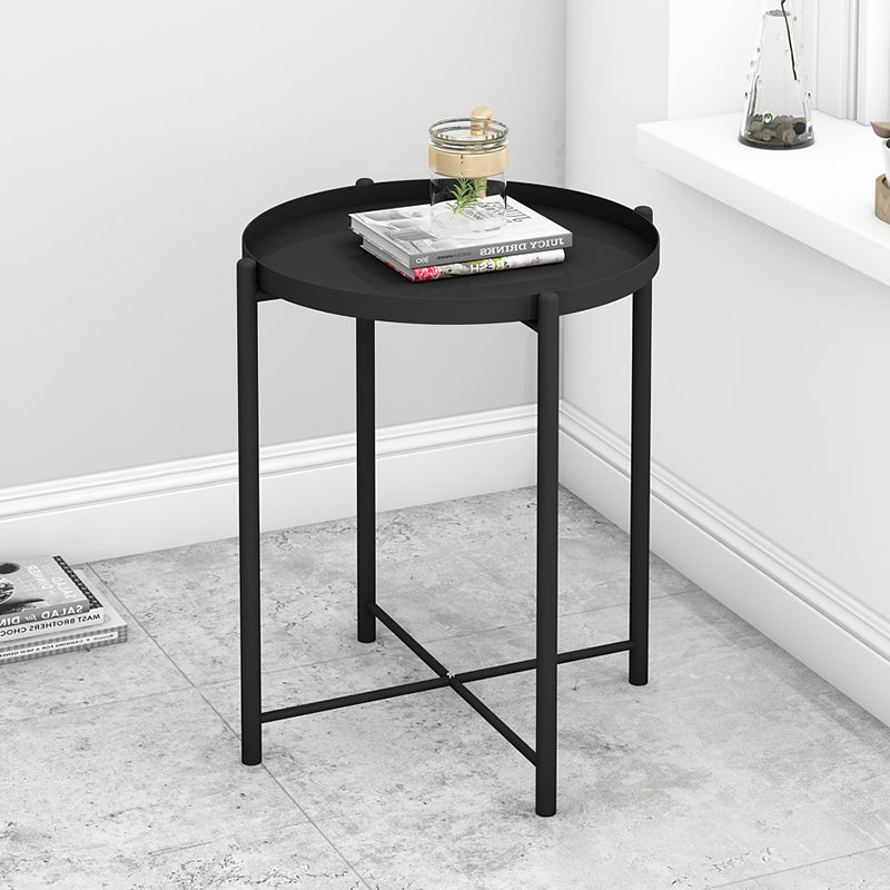 Contemporary Scandinavian Round Carbon Steel Side Table 1/2-Tier For Living Room