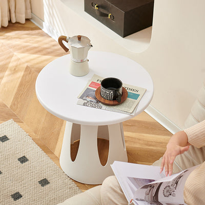 Contemporary Scandinavian Round Plastic Side Table 1-Tier For Living Room