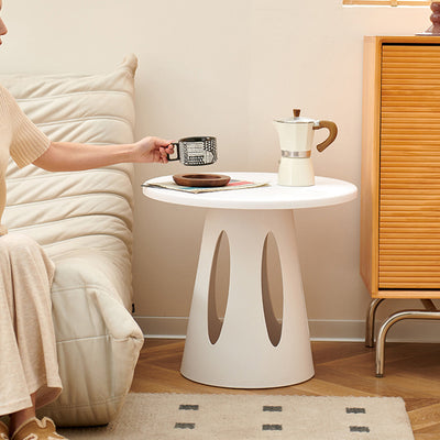 Contemporary Scandinavian Round Plastic Side Table 1-Tier For Living Room