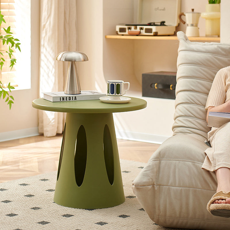 Contemporary Scandinavian Round Plastic Side Table 1-Tier For Living Room