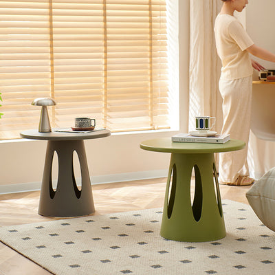 Contemporary Scandinavian Round Plastic Side Table 1-Tier For Living Room