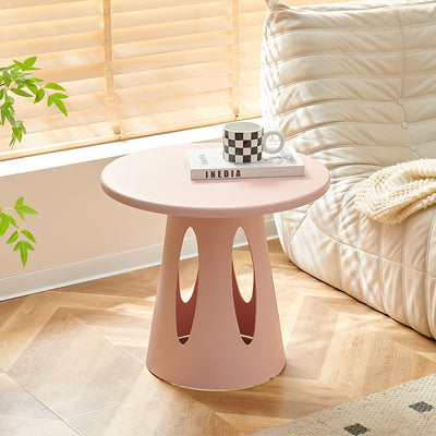 Contemporary Scandinavian Round Plastic Side Table 1-Tier For Living Room