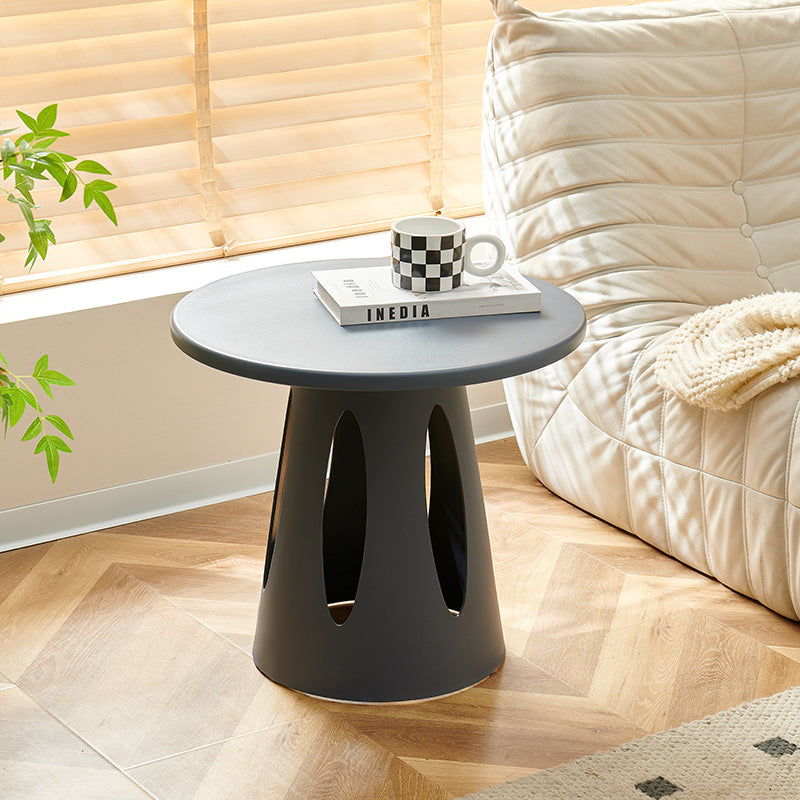 Contemporary Scandinavian Round Plastic Side Table 1-Tier For Living Room