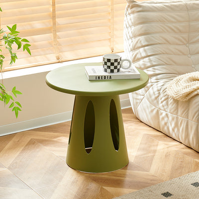 Contemporary Scandinavian Round Plastic Side Table 1-Tier For Living Room