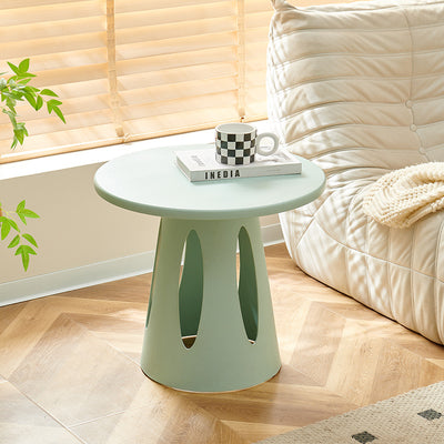 Contemporary Scandinavian Round Plastic Side Table 1-Tier For Living Room