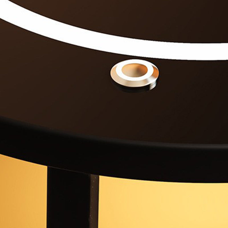 Modern Minimalist Round Iron Synthetic Wood Glass Lighting Wireless Charging Side Table 2/3-Tier For Living Room