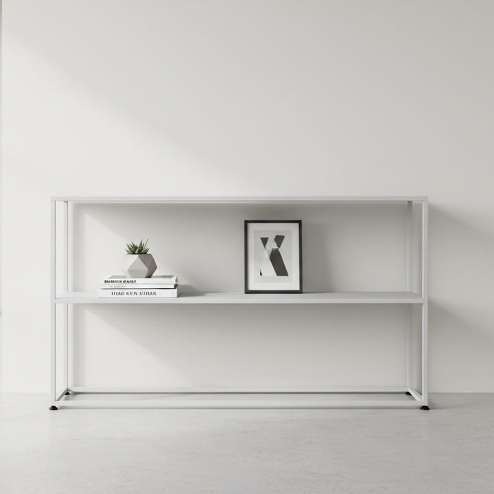Bibliothèque rectangulaire en fer au design minimaliste moderne, à 2 niveaux, pour salon 