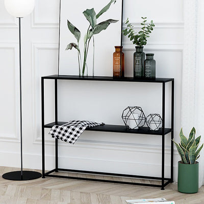 Modern Minimalist Rectangular Iron Bookshelf 2-Tier For Living Room
