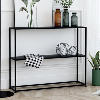 Modern Minimalist Rectangular Iron Bookshelf 2-Tier For Living Room