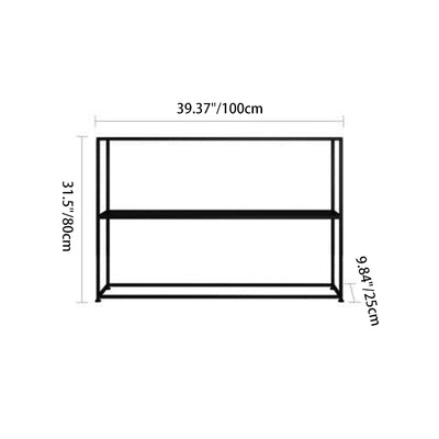 Modern Minimalist Rectangular Iron Bookshelf 2-Tier For Living Room