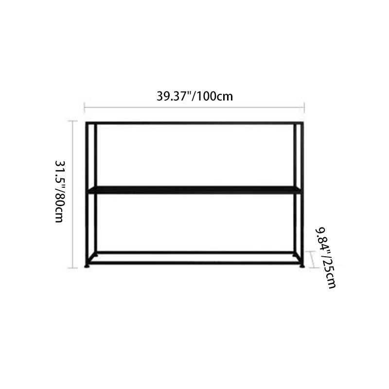 Modern Minimalist Rectangular Iron Bookshelf 2-Tier For Living Room