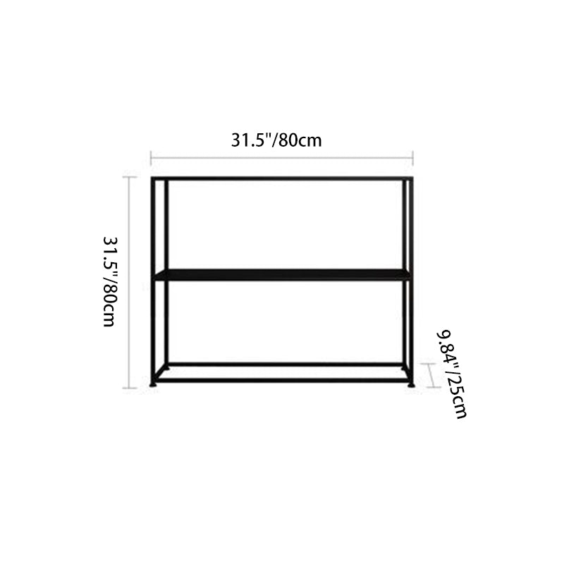 Modern Minimalist Rectangular Iron Bookshelf 2-Tier For Living Room