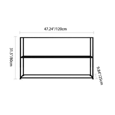 Modern Minimalist Rectangular Iron Bookshelf 2-Tier For Living Room