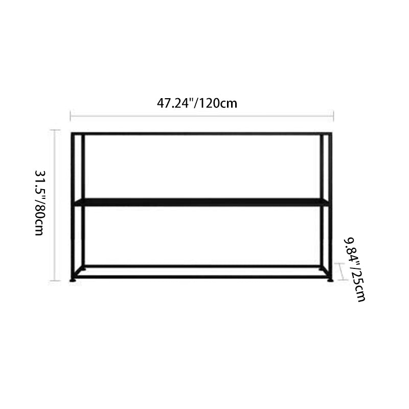 Modern Minimalist Rectangular Iron Bookshelf 2-Tier For Living Room