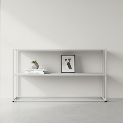 Modern Minimalist Rectangular Iron Bookshelf 2-Tier For Living Room