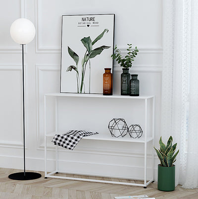 Modern Minimalist Rectangular Iron Bookshelf 2-Tier For Living Room