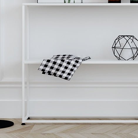 Bibliothèque rectangulaire en fer au design minimaliste moderne, à 2 niveaux, pour salon 
