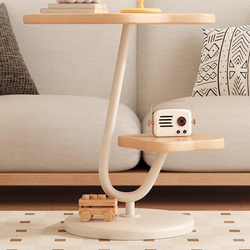 Contemporary Creative Floral-Shaped Carbon Steel Medium-Density Fiberboard Side Table 2-Tier For Living Room