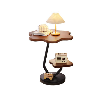 Contemporary Creative Floral-Shaped Carbon Steel Medium-Density Fiberboard Side Table 2-Tier For Living Room