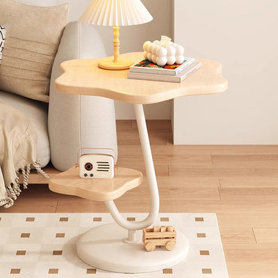 Contemporary Creative Floral-Shaped Carbon Steel Medium-Density Fiberboard Side Table 2-Tier For Living Room