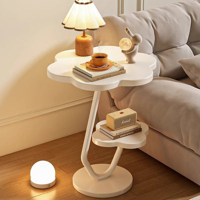 Contemporary Creative Floral-Shaped Carbon Steel Medium-Density Fiberboard Side Table 2-Tier For Living Room