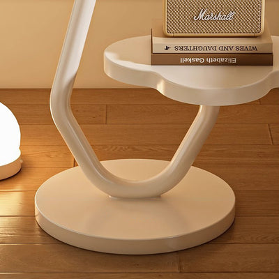 Contemporary Creative Floral-Shaped Carbon Steel Medium-Density Fiberboard Side Table 2-Tier For Living Room