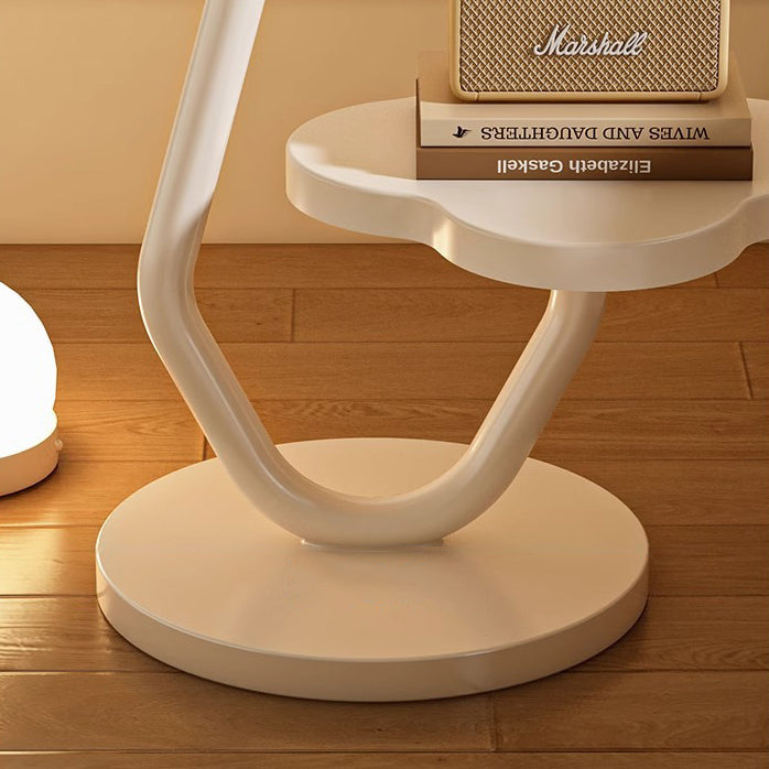 Contemporary Creative Floral-Shaped Carbon Steel Medium-Density Fiberboard Side Table 2-Tier For Living Room