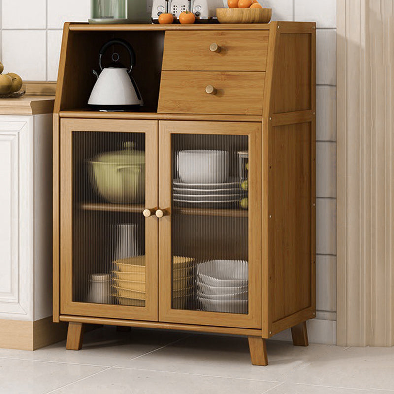 Traditional Vintage Rectangular Nan Bamboo Medium-Density Fiberboard Acrylic Sideboard 2-Drawer 1-Cabinet For Kitchen