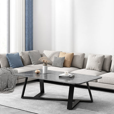 Contemporary Luxury Rectangular Medium-Density Fiberboard Carbon Steel Coffee Table For Living Room