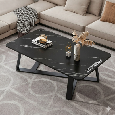 Contemporary Luxury Rectangular Medium-Density Fiberboard Carbon Steel Coffee Table For Living Room