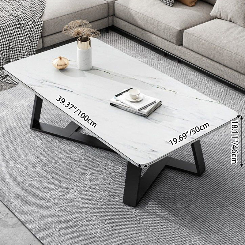 Contemporary Luxury Rectangular Medium-Density Fiberboard Carbon Steel Coffee Table For Living Room
