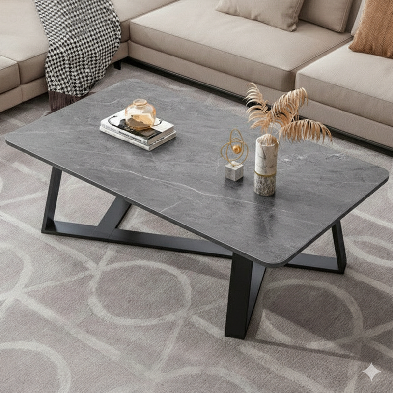Contemporary Luxury Rectangular Medium-Density Fiberboard Carbon Steel Coffee Table For Living Room