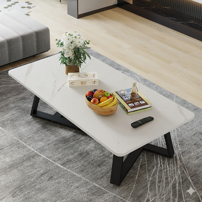 Contemporary Luxury Rectangular Medium-Density Fiberboard Carbon Steel Coffee Table For Living Room