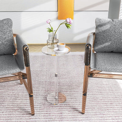 Modern Minimalist Round Acrylic Side Table 1-Tier For Living Room