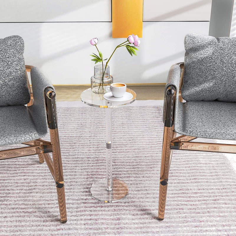 Modern Minimalist Round Acrylic Side Table 1-Tier For Living Room