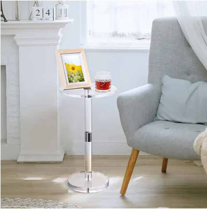 Modern Minimalist Round Acrylic Side Table 1-Tier For Living Room