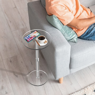 Modern Minimalist Round Acrylic Side Table 1-Tier For Living Room