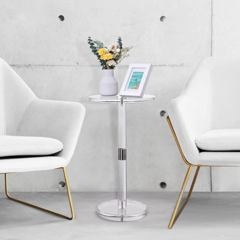 Modern Minimalist Round Acrylic Side Table 1-Tier For Living Room