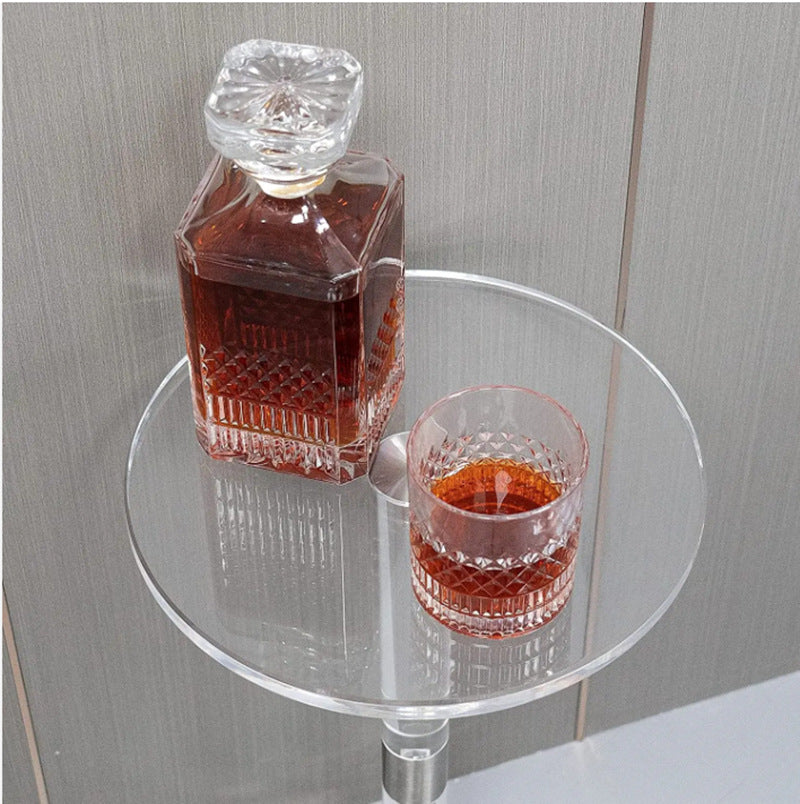 Modern Minimalist Round Acrylic Side Table 1-Tier For Living Room