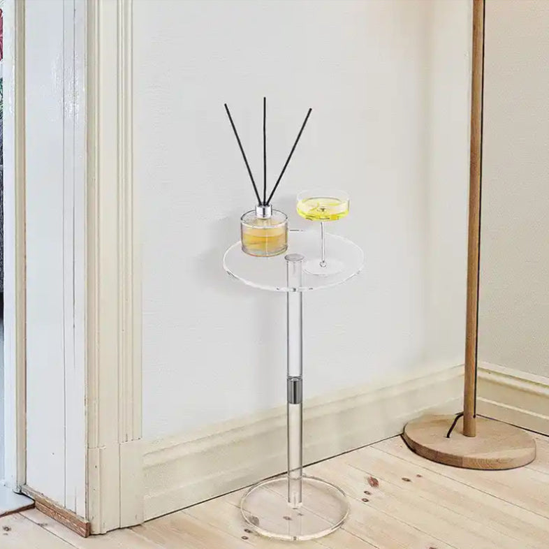 Modern Minimalist Round Acrylic Side Table 1-Tier For Living Room