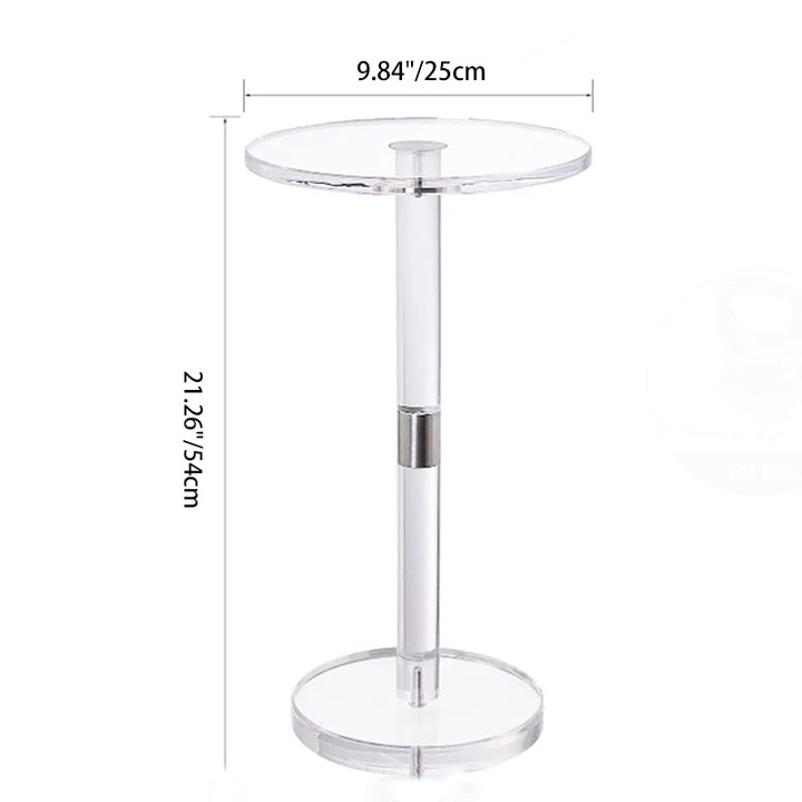 Modern Minimalist Round Acrylic Side Table 1-Tier For Living Room