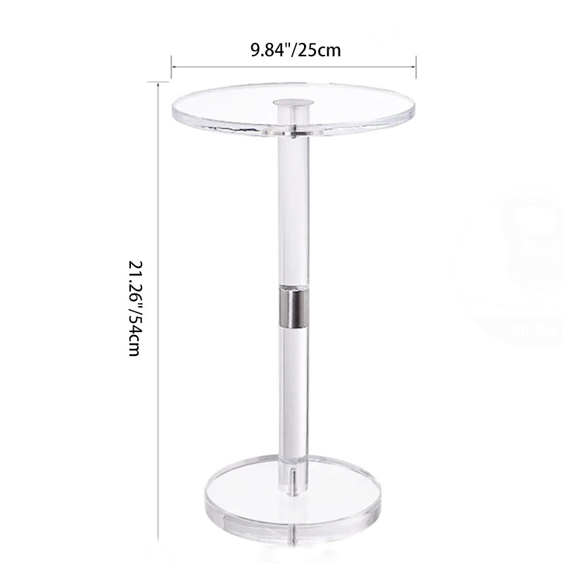 Modern Minimalist Round Acrylic Side Table 1-Tier For Living Room